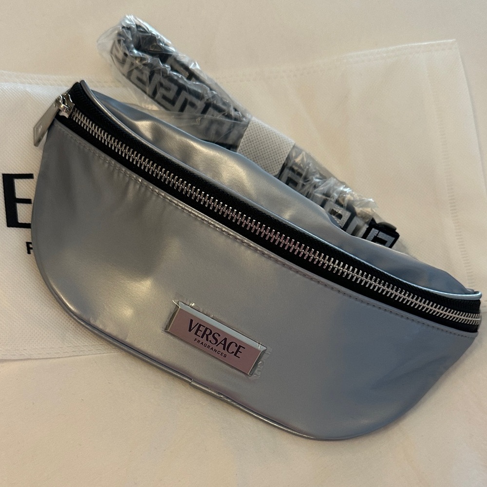 Versace Metallic Silver Waist Bag